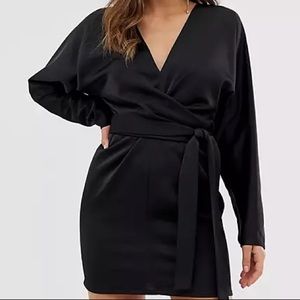 NWT ASOS Black Satin Mini Dress